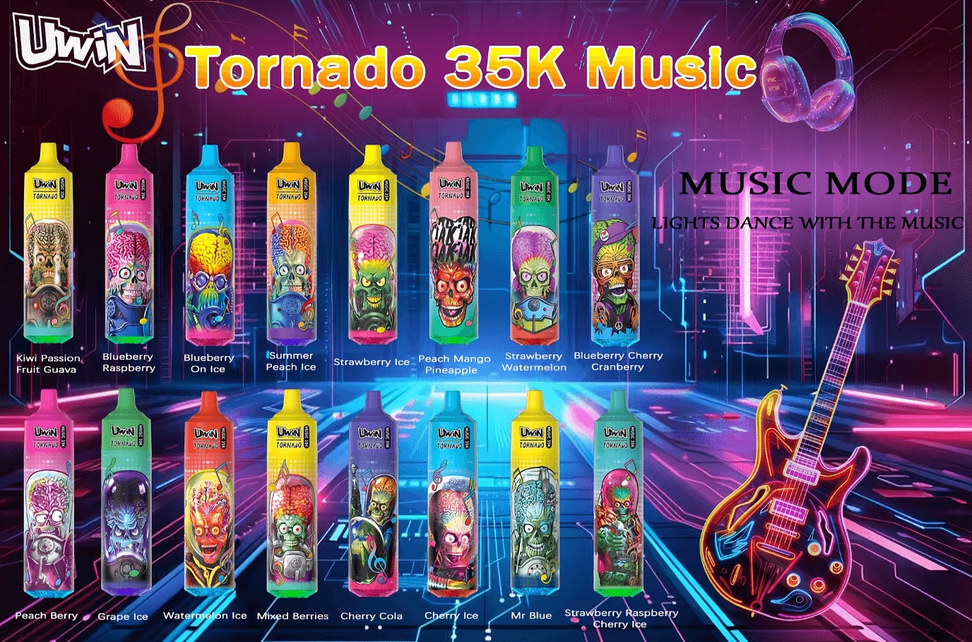 Uwin Tornado Music 35000 Puffs Vape - jagoda malina višnja led: Simfonija Okusa za Hrvatsko Tržište 2025
